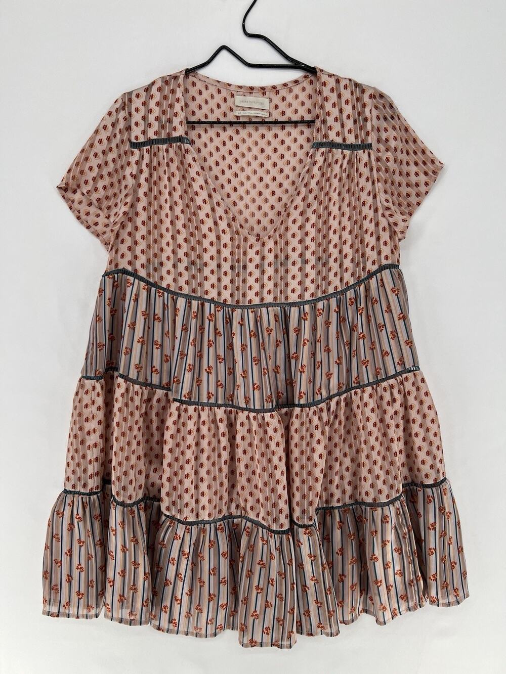 Urban Outfitters Boho Tiered Babydoll Dress Womens Small Floral Peasant